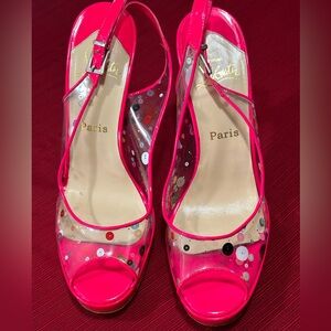 Pre-owned CHRISTIAN LOUBOUTIN Pink Slingback Peep-toe Stiletto Size 40 EU